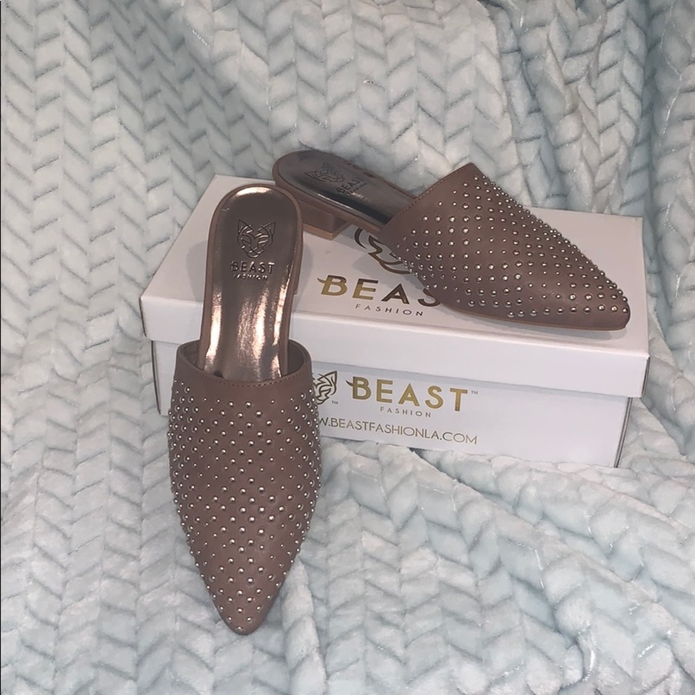 Beast brown mule shoes size 8